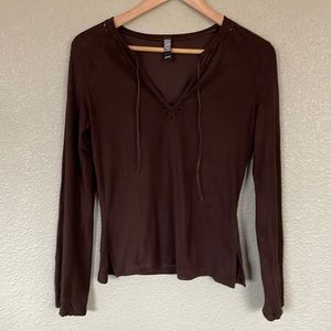 Feel of suede brown tunic-like blouse by Laundry